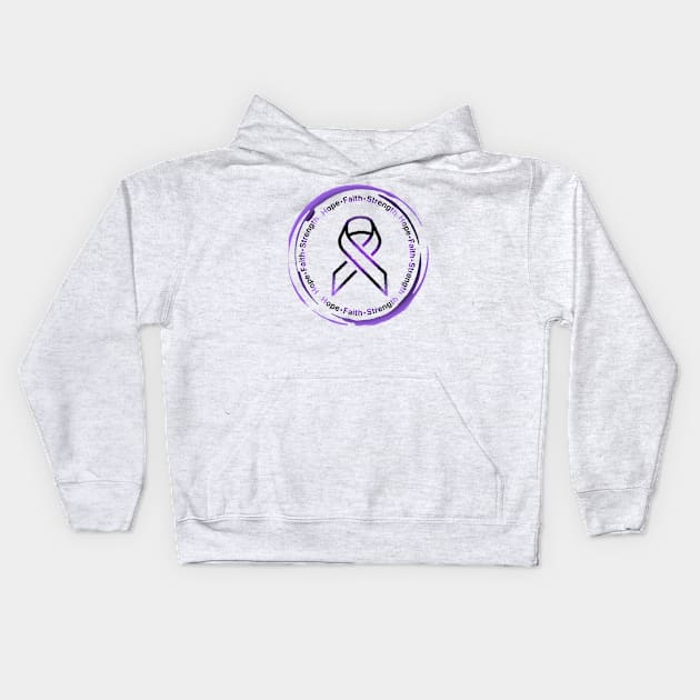 Hope•Faith•Strength Awareness Ribbon (Purple&Black) 2 Kids Hoodie by CaitlynConnor